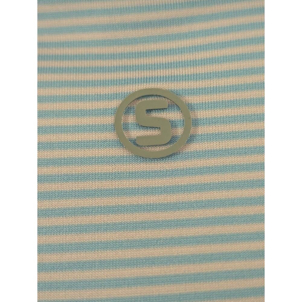 Stitch Golf Blue Pink Striped Polo Shirt Logo Button Short Sleeve Men's MED - Picture 4 of 8
